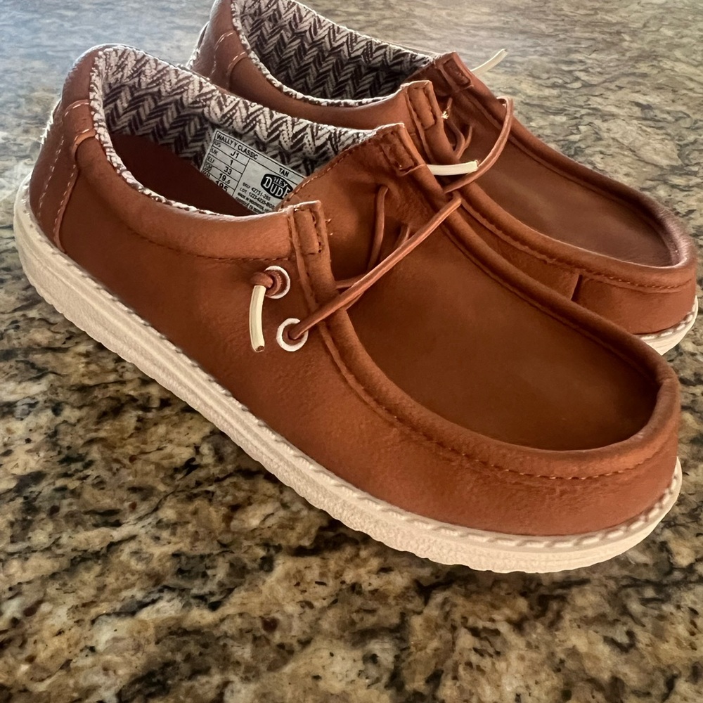 Size 1 little kids Hey Dude shoes